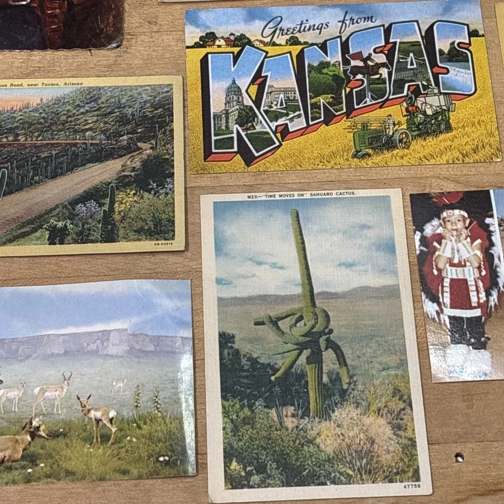 Vintage Western Postcard Lot 22 Pcs Arizona Kansas Cowboy Scenic Ephemera